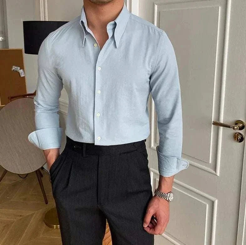 Chemise business à col et manches longues