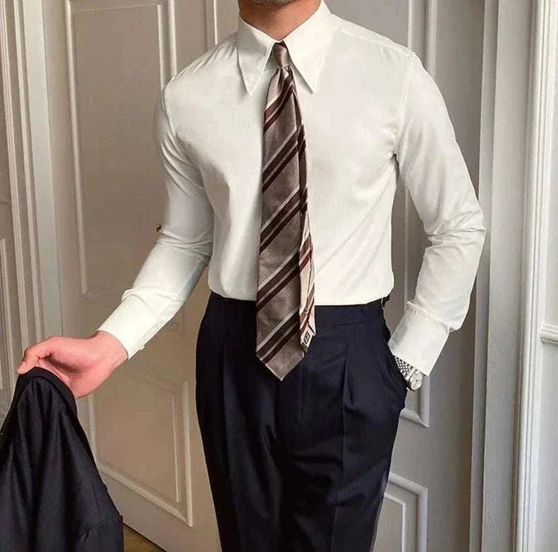 Chemise business à col et manches longues