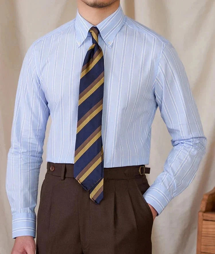 Chemise business rayée à manches longues