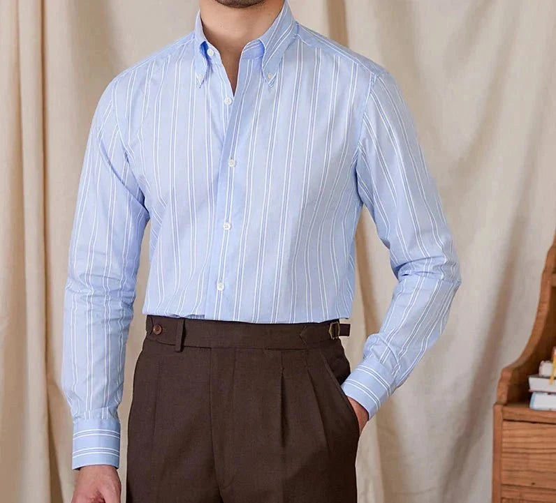 Chemise business rayée à manches longues