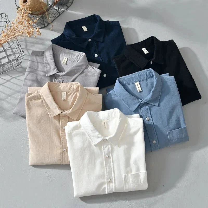 Chemise décontractée en coton à manches longues avec poche
