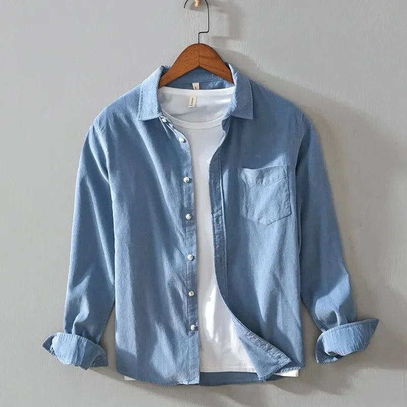Chemise décontractée en coton à manches longues avec poche
