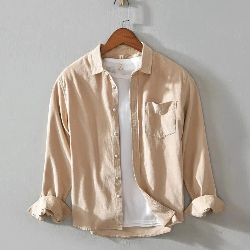 Chemise décontractée en coton à manches longues avec poche