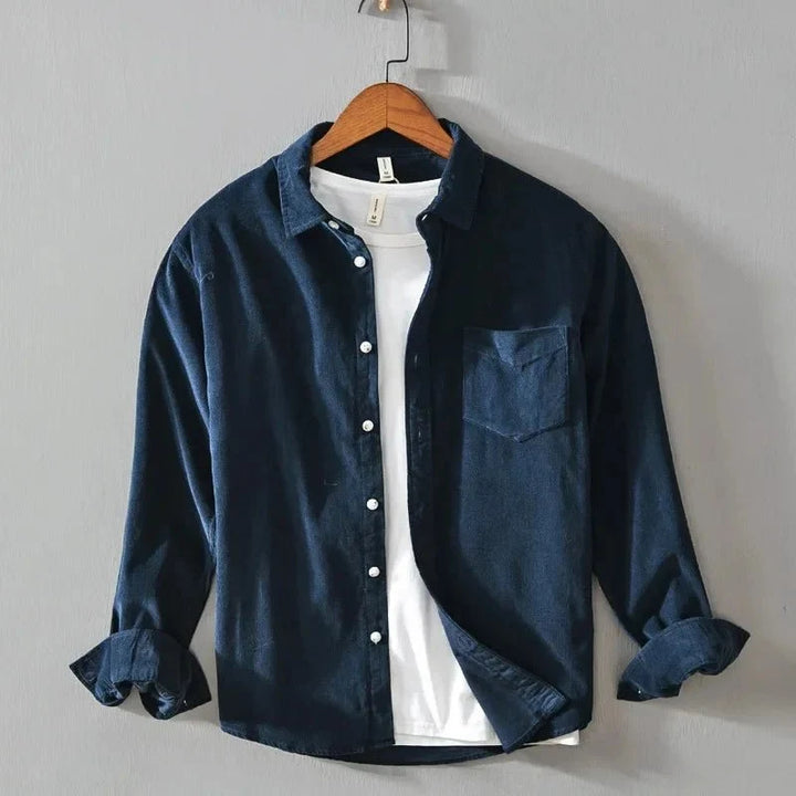 Chemise décontractée en coton à manches longues avec poche