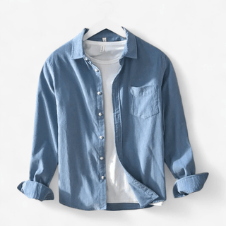 Chemise décontractée en coton à manches longues avec poche