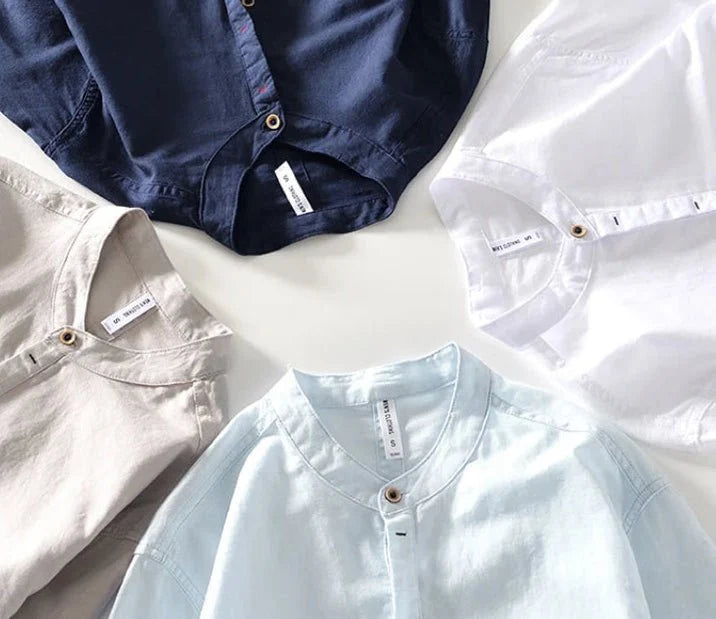 Chemise de plage blanche en coton à manches longues
