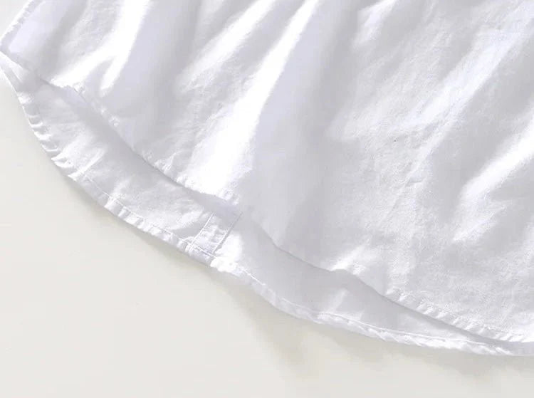 Chemise de plage blanche en coton à manches longues