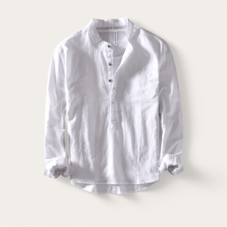 Chemise de plage blanche en coton à manches longues