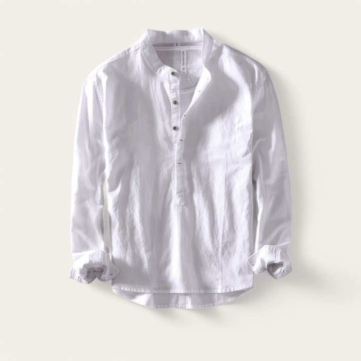 Chemise de plage blanche en coton à manches longues