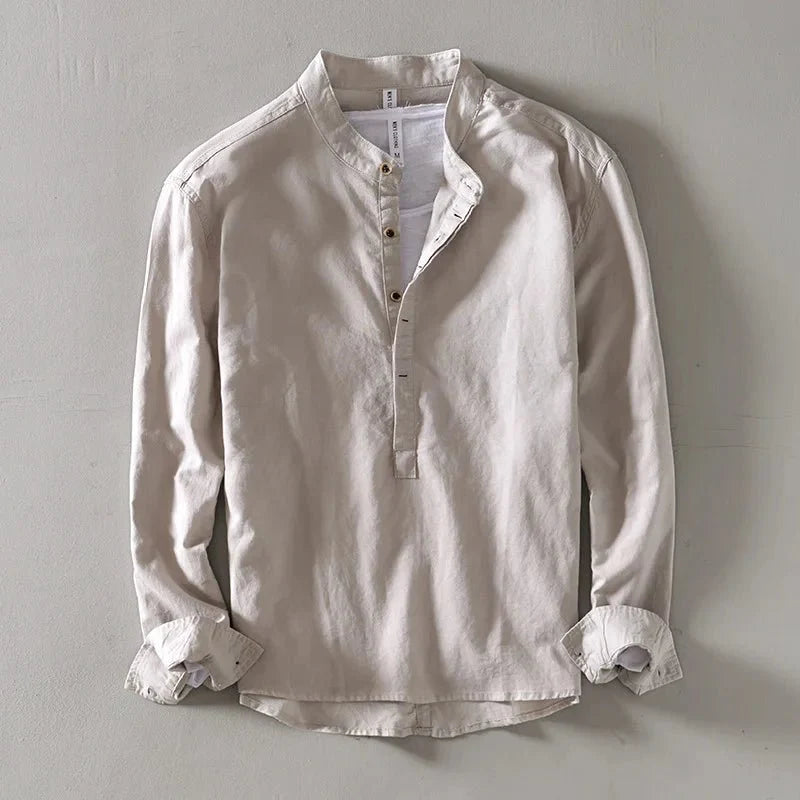 Chemise de plage blanche en coton à manches longues