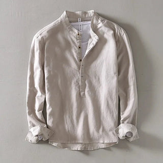 Chemise de plage blanche en coton à manches longues