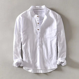 Chemise de plage blanche en coton à manches longues