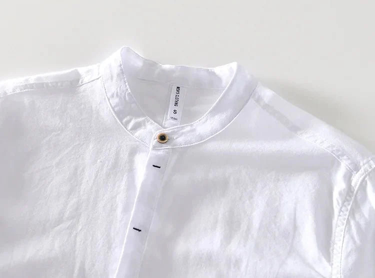 Chemise de plage blanche en coton à manches longues