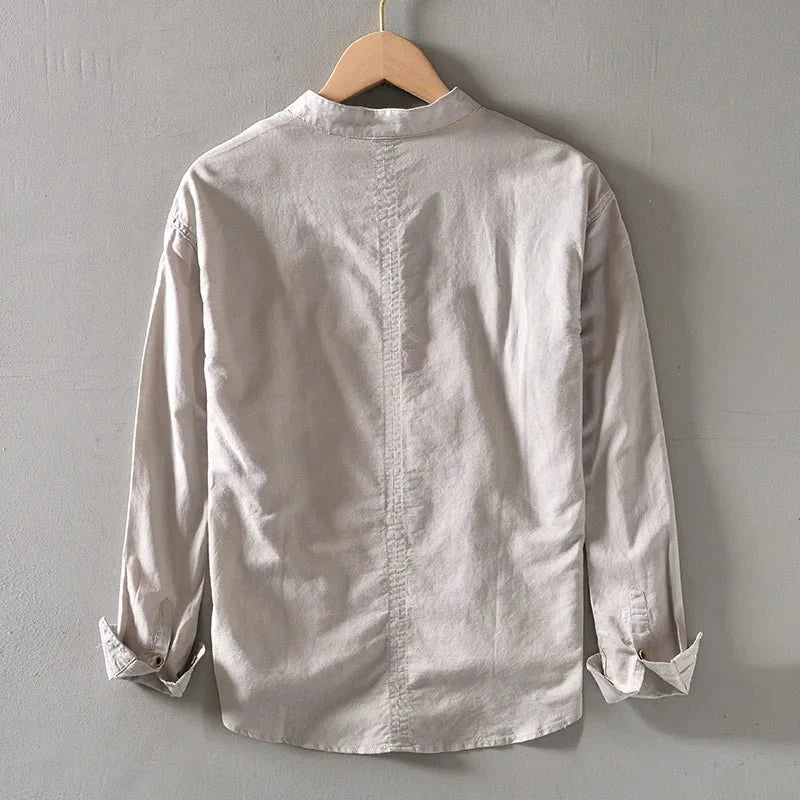 Chemise de plage blanche en coton à manches longues