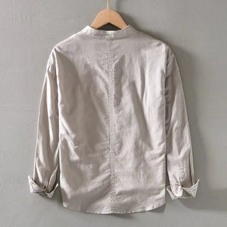 Chemise de plage blanche en coton à manches longues