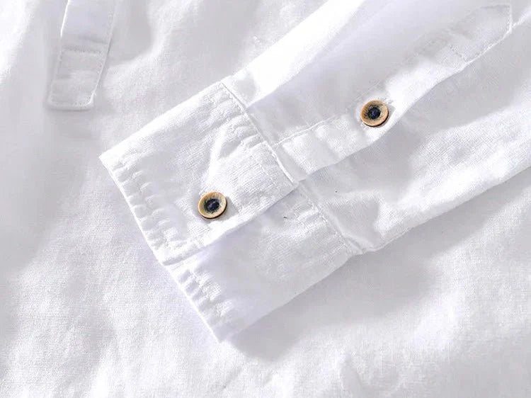 Chemise de plage blanche en coton à manches longues