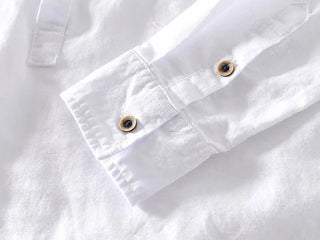 Chemise de plage blanche en coton à manches longues