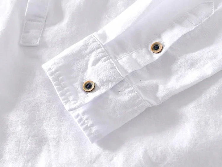 Chemise de plage blanche en coton à manches longues