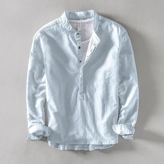 Chemise de plage blanche en coton à manches longues