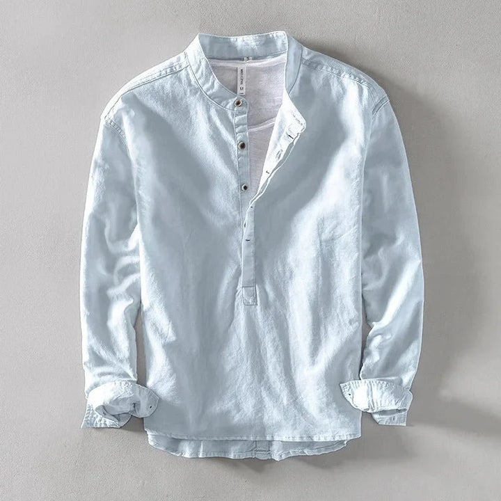 Chemise de plage blanche en coton à manches longues