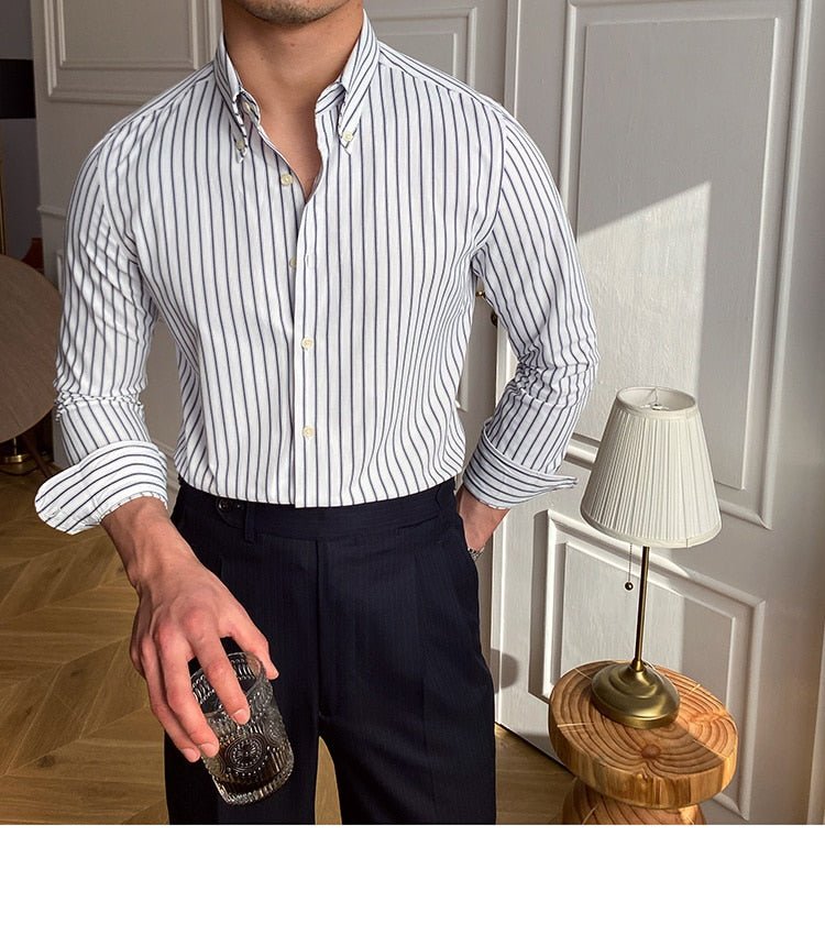 Chemise rétro décontractée à rayures