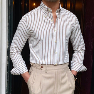 Chemise rétro décontractée à rayures
