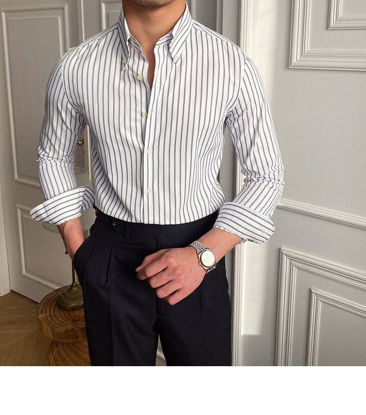Chemise rétro décontractée à rayures