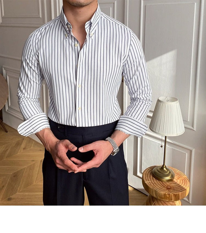 Chemise rétro décontractée à rayures