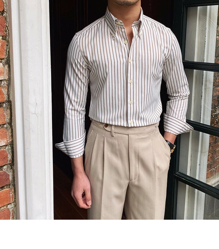 Chemise rétro décontractée à rayures
