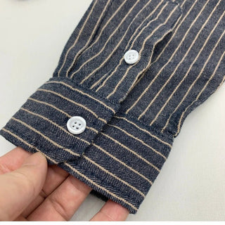 Chemise rayée en coton et lin à manches longues