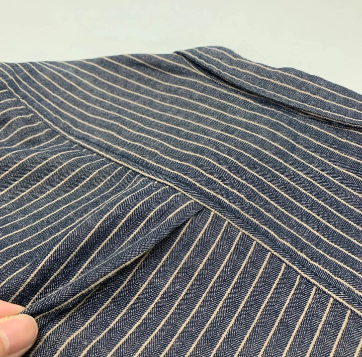 Chemise rayée en coton et lin à manches longues