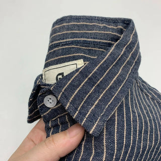 Chemise rayée en coton et lin à manches longues