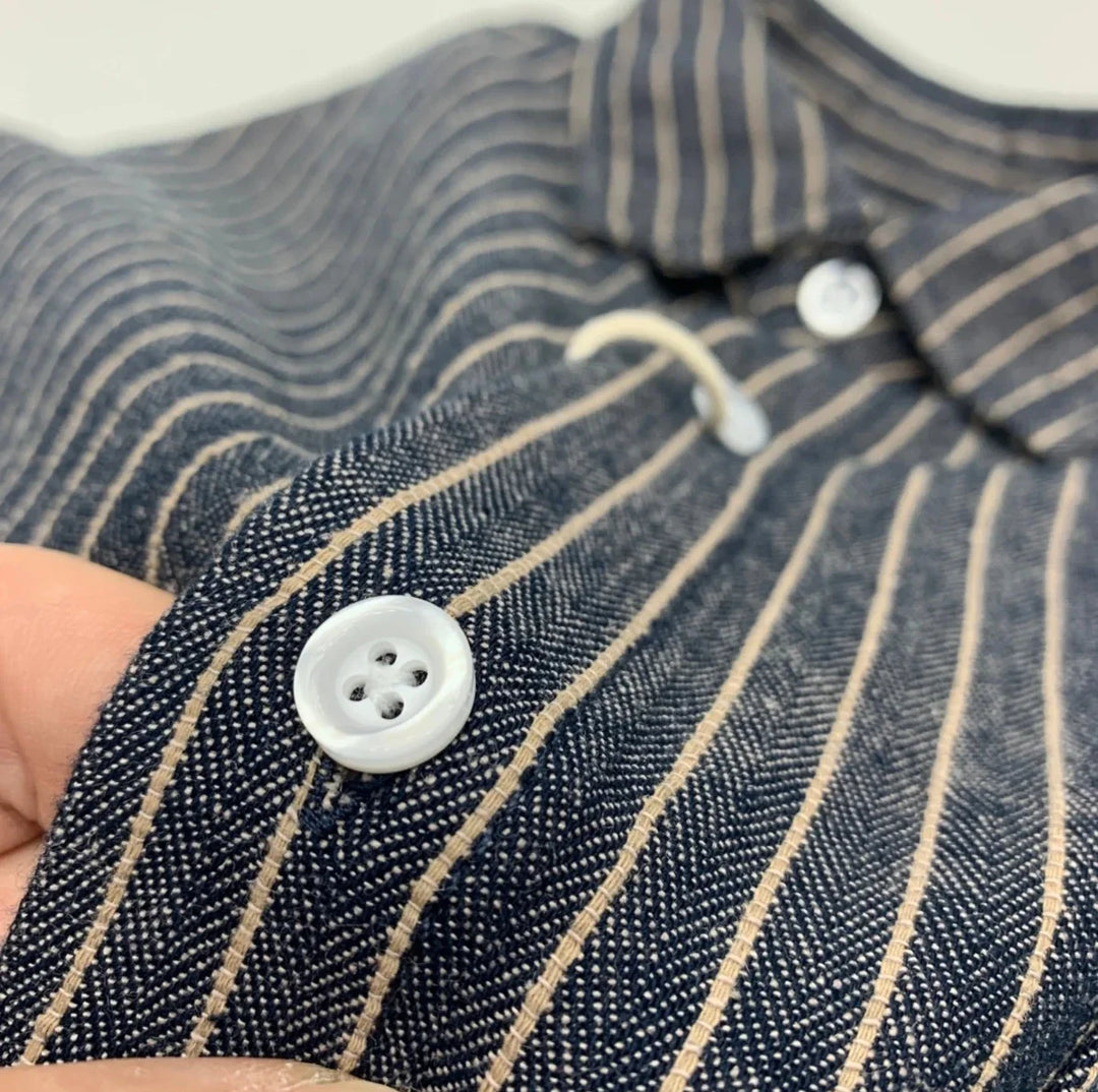 Chemise rayée en coton et lin à manches longues