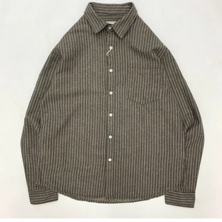 Chemise rayée en coton et lin à manches longues