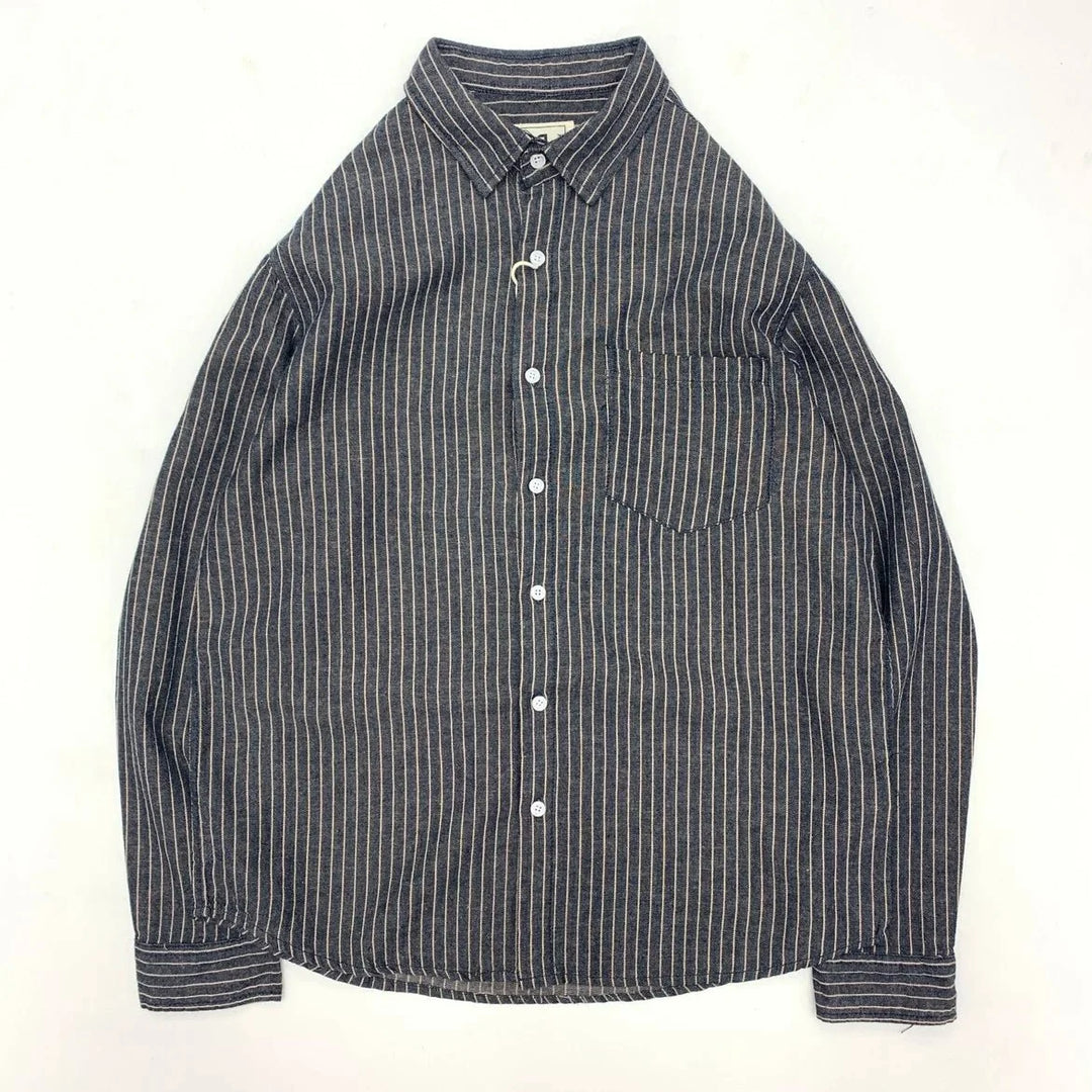 Chemise rayée en coton et lin à manches longues