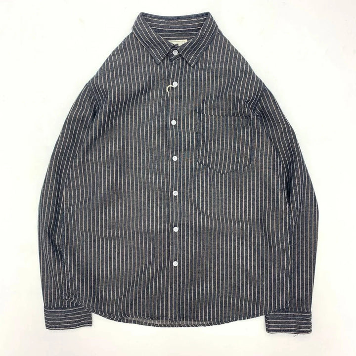 Chemise rayée en coton et lin à manches longues