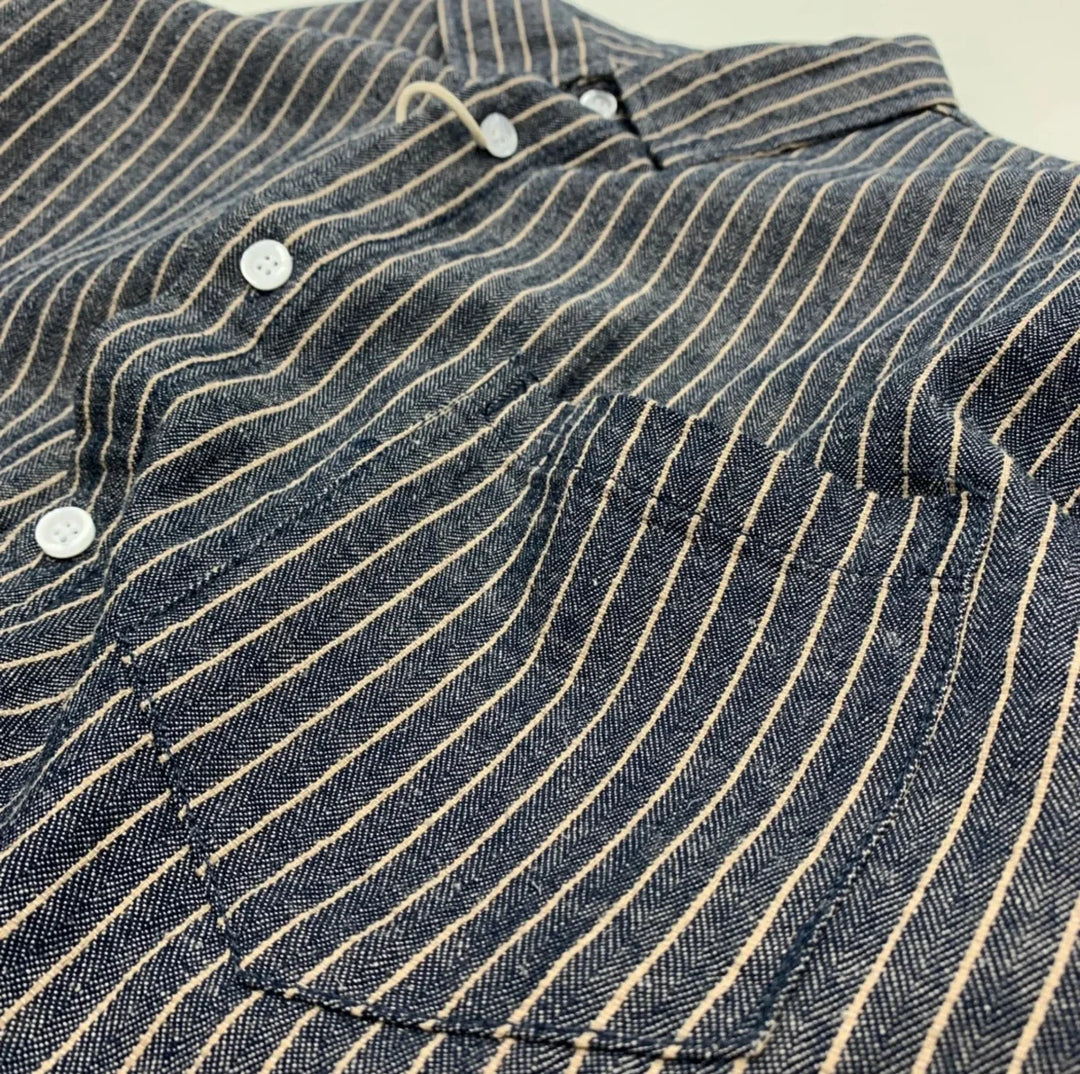 Chemise rayée en coton et lin à manches longues