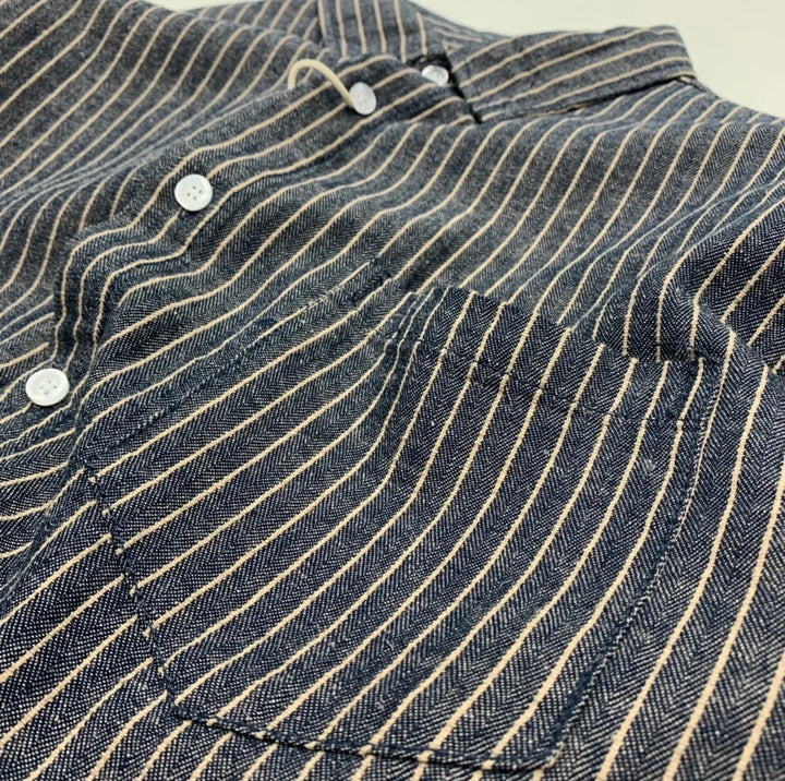 Chemise rayée en coton et lin à manches longues