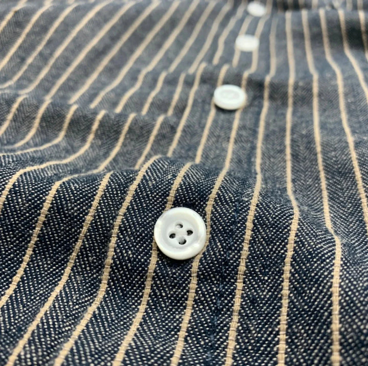 Chemise rayée en coton et lin à manches longues