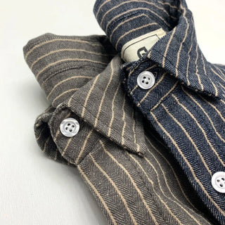 Chemise rayée en coton et lin à manches longues