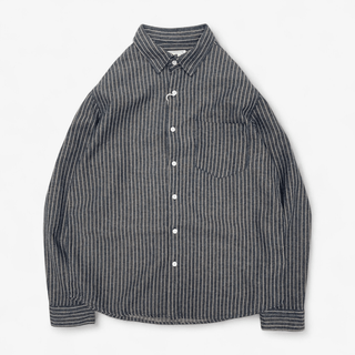 Chemise rayée en coton et lin à manches longues