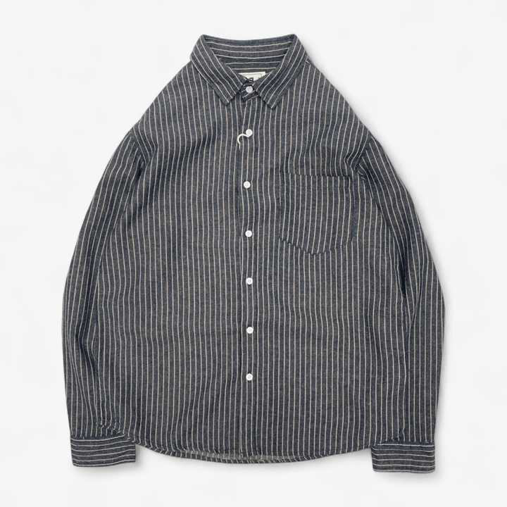 Chemise rayée en coton et lin à manches longues