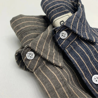 Chemise rayée en coton et lin à manches longues