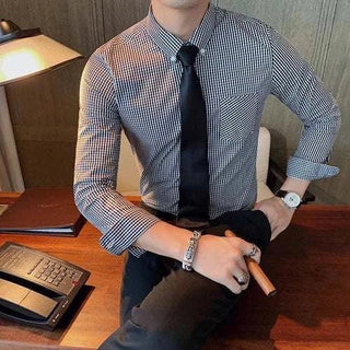 Chemise à carreaux en coton à manches longues