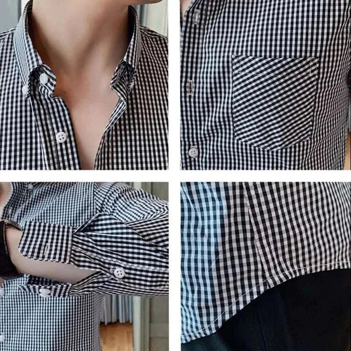 Chemise à carreaux en coton à manches longues