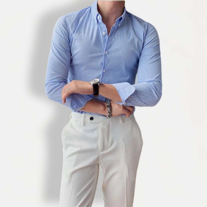 Chemise à carreaux en coton à manches longues