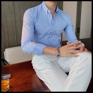 Chemise à carreaux en coton à manches longues