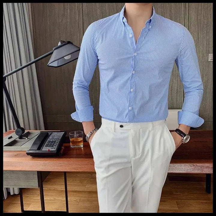 Chemise à carreaux en coton à manches longues