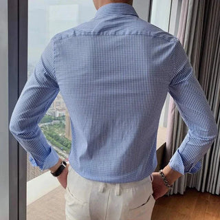 Chemise à carreaux en coton à manches longues