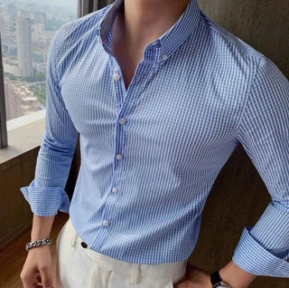 Chemise à carreaux en coton à manches longues